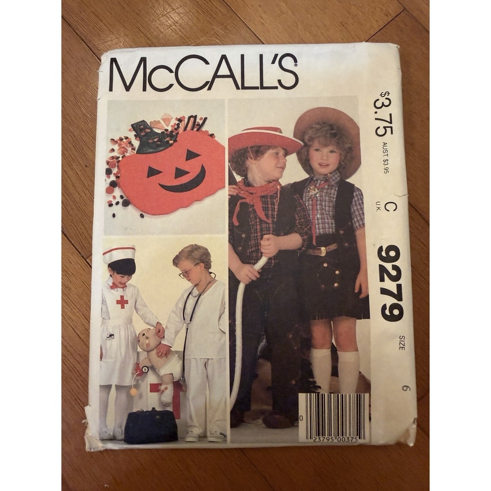 Vintage 1984 McCall's 9279 Kids Size 6 Halloween Costume Sewing Pattern Cowboy
